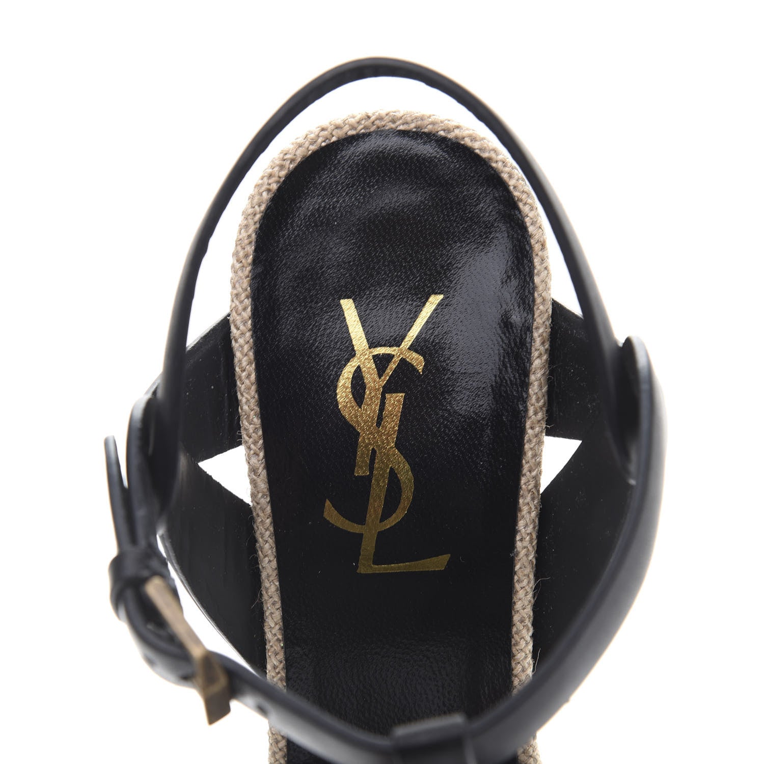 Saint Laurent Calfskin Canvas Tribute 75 Platform Sandals 37 Black 6 of 8