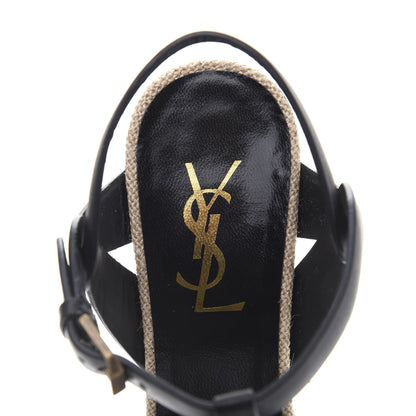 Saint Laurent Calfskin Canvas Tribute 75 Platform Sandals 37 Black 6 of 8
