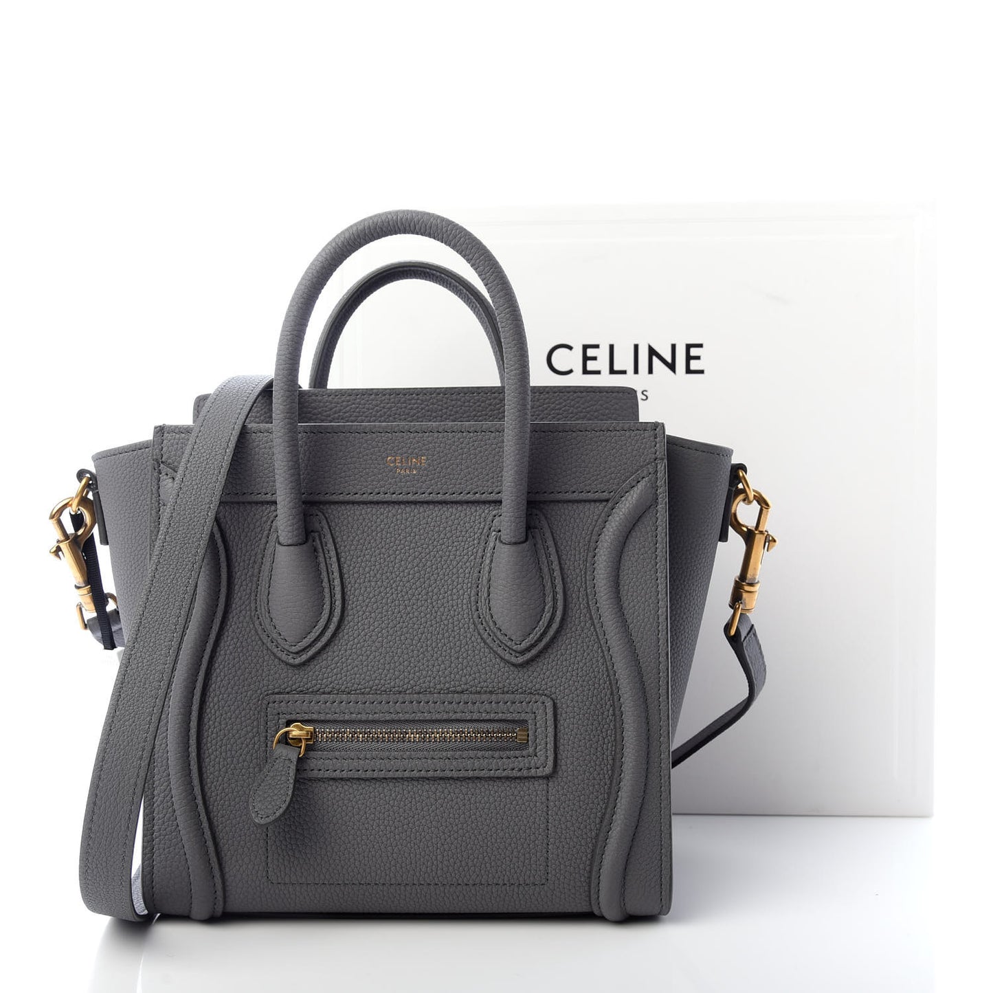 Drummed Calfskin Nano Luggage Kohl