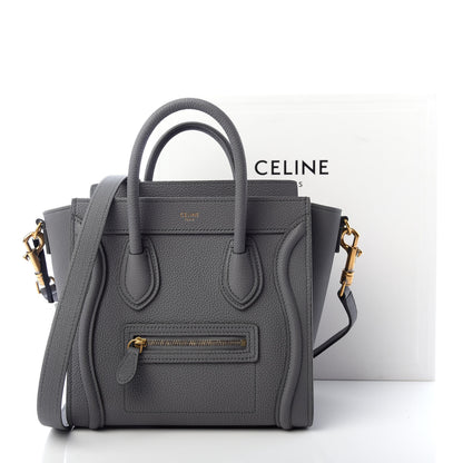 Celine Drummed Calfskin Nano Luggage Kohl 11 of 11