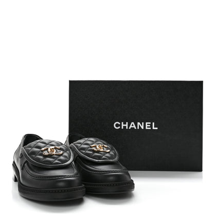 Chanel Lambskin Quilted CC Turnlock Loafers 39 Black 11 of 11