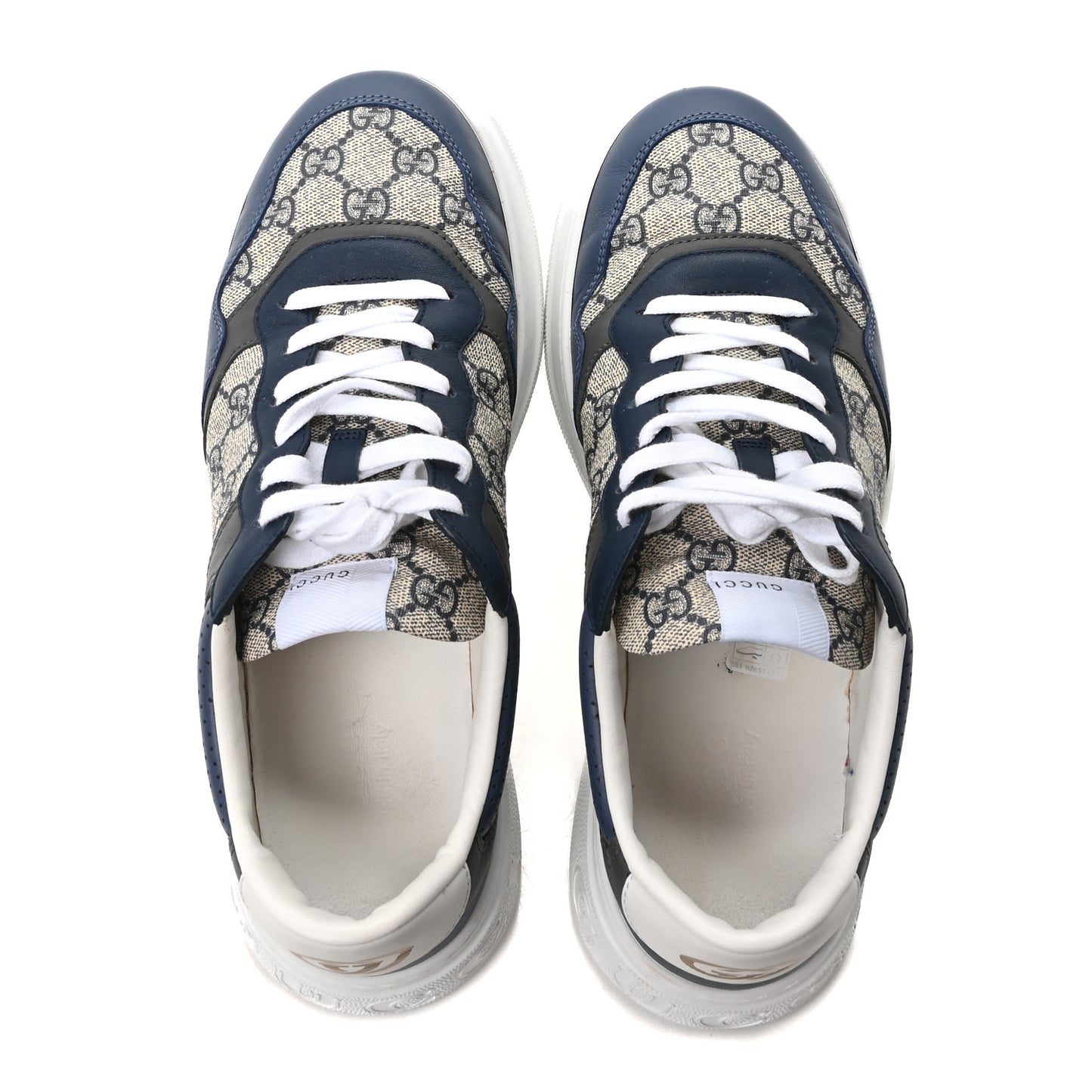 GG Supreme Calfskin Monogram Mens Interlocking G 55mm Sneakers 9 Beige Blue Black
