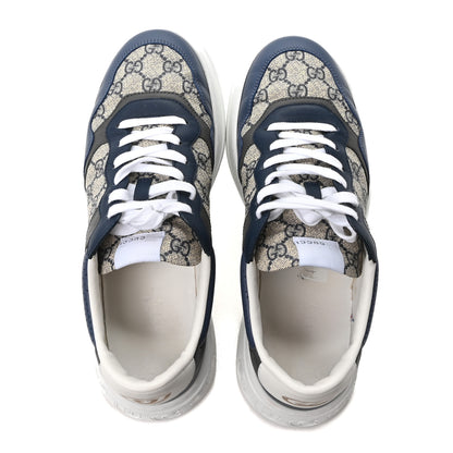 Gucci GG Supreme Calfskin Monogram Mens Interlocking G 55mm Sneakers 9 Beige Blue Black 2 of 10