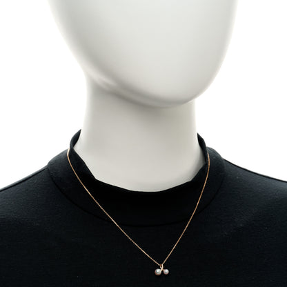 Mikimoto 18K Rose Gold Diamond Akoya Cultured Pearl Pendant Necklace 2 of 5