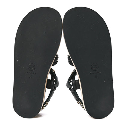Chanel Lambskin Chain Sandals 35 Black 5 of 10