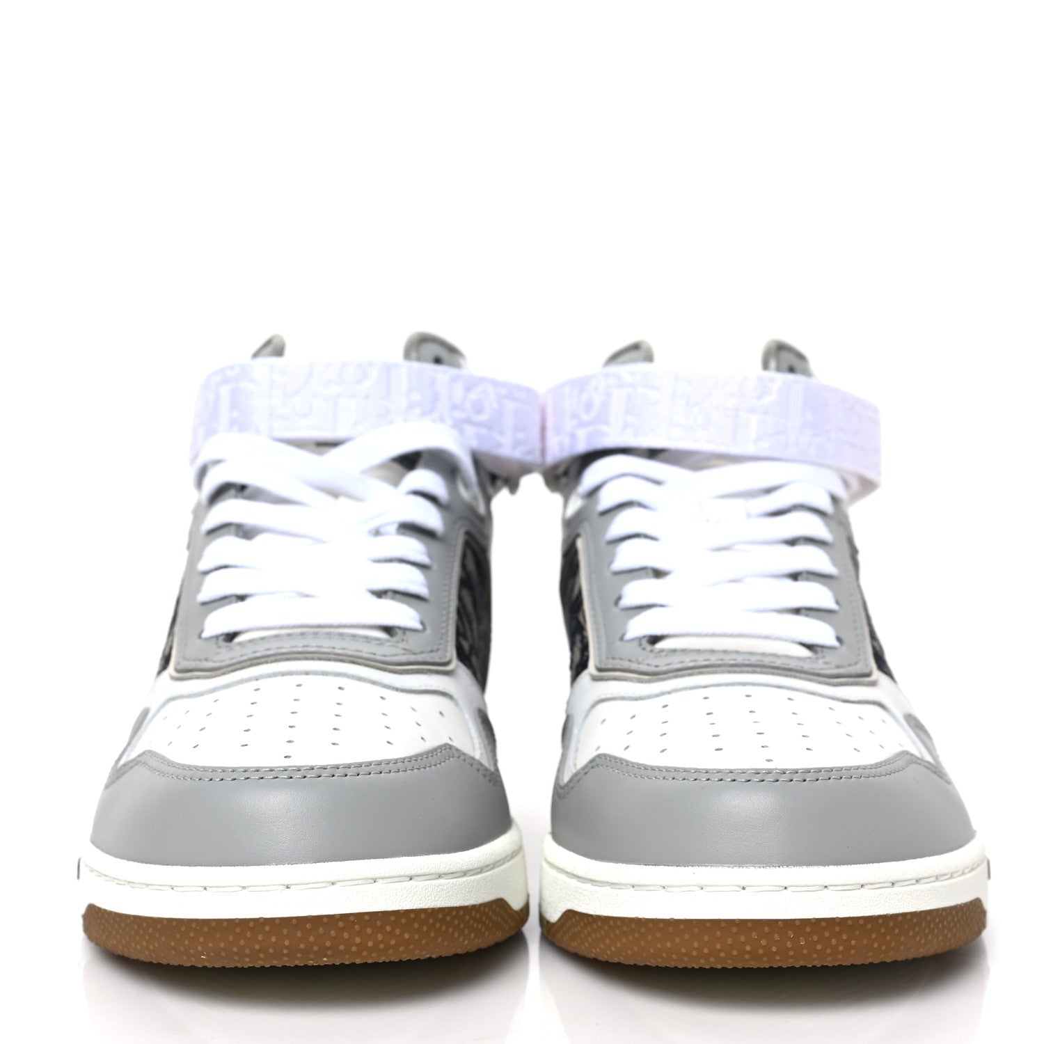 Christian Dior Smooth Calfskin Jacquard Oblique Mens B27 Mid Top Sneakers 40 Beige Blue 2 of 8
