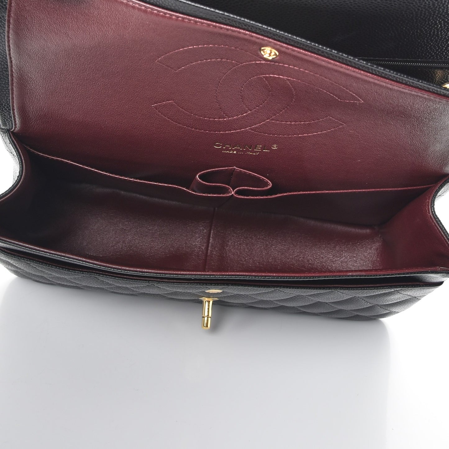 Caviar Quilted Jumbo Double Flap Black