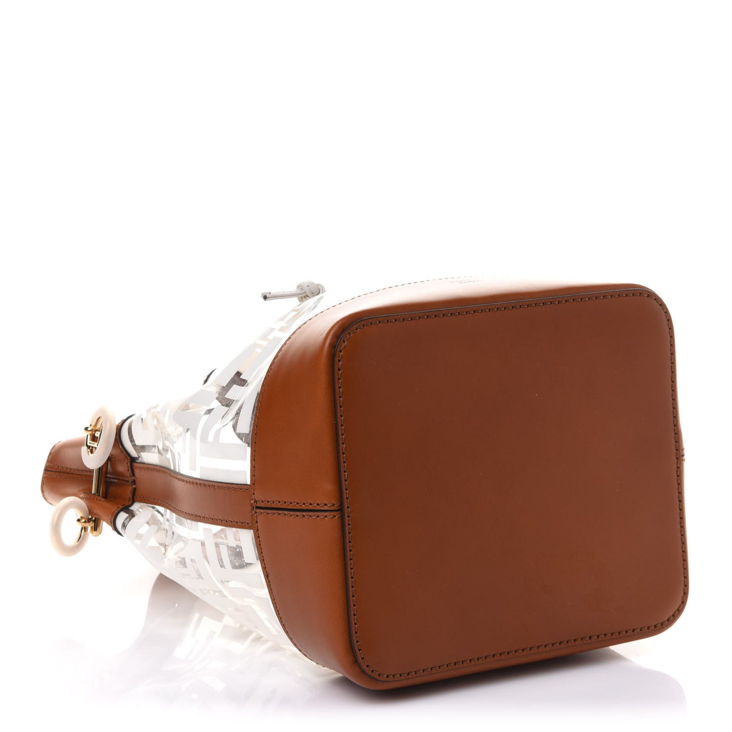 TPU FF Vitello Aura F is Fendi Grande Mon Tresor Bucket Bag White Cuoio