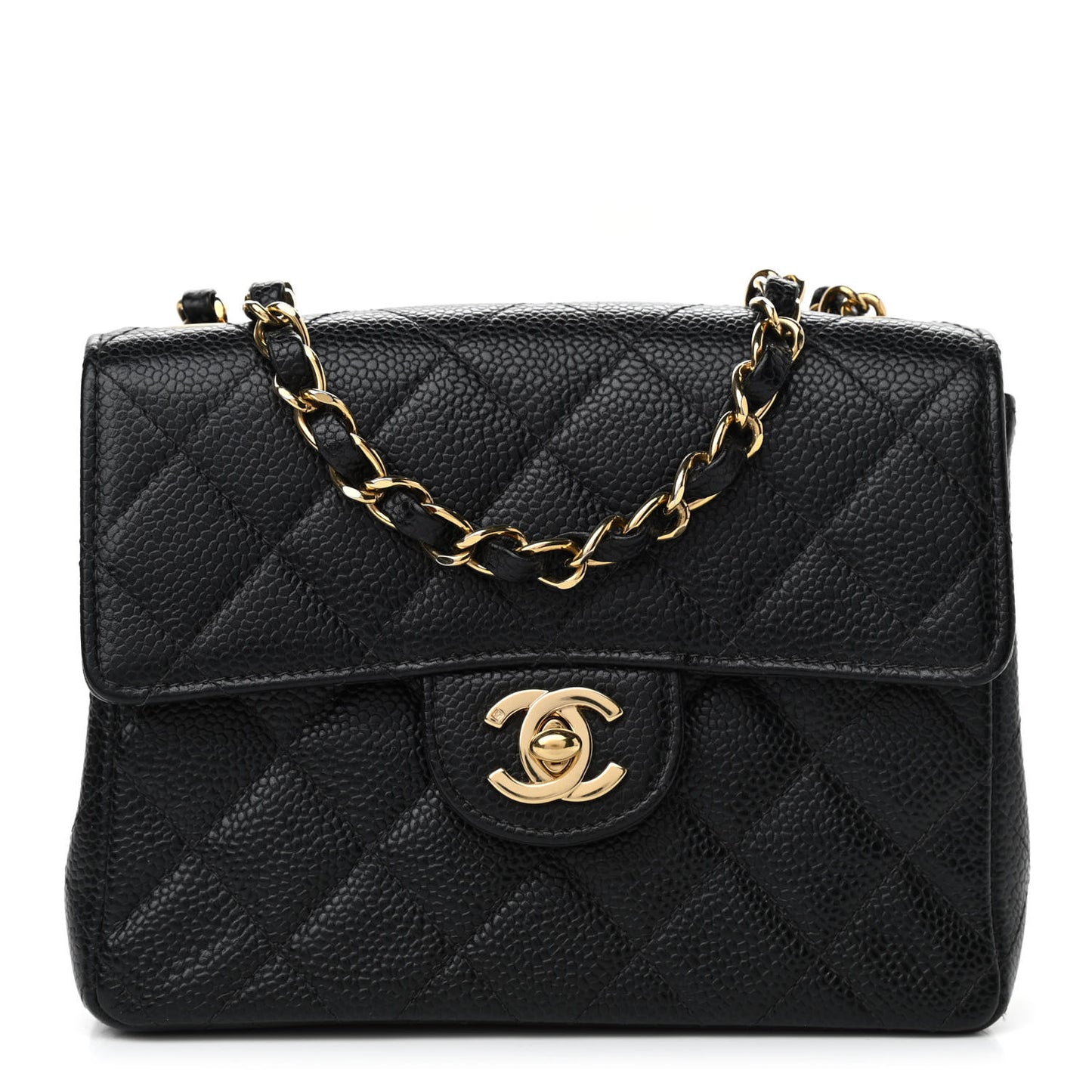 Caviar Quilted Mini Square Flap Black