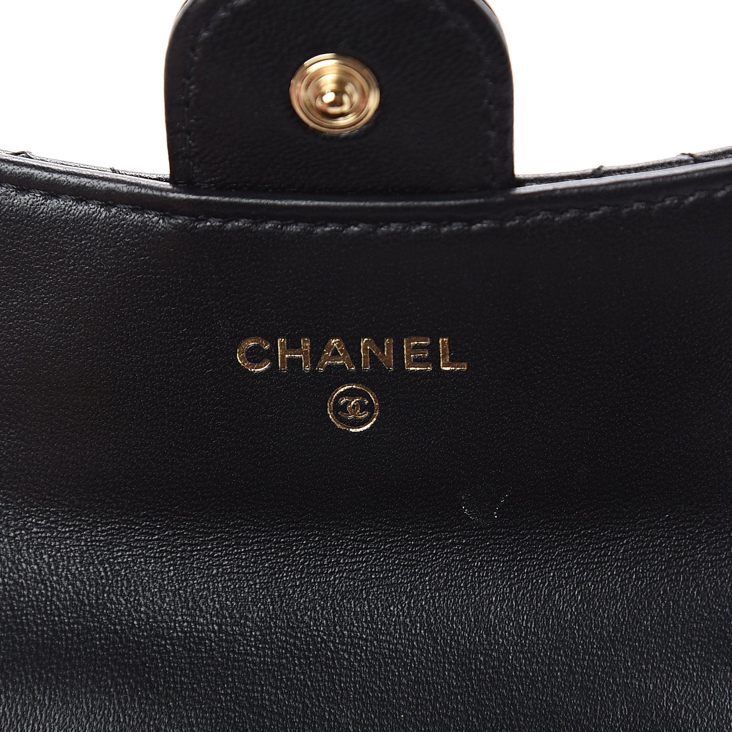 Lambskin Quilted Flap Card Holder Black