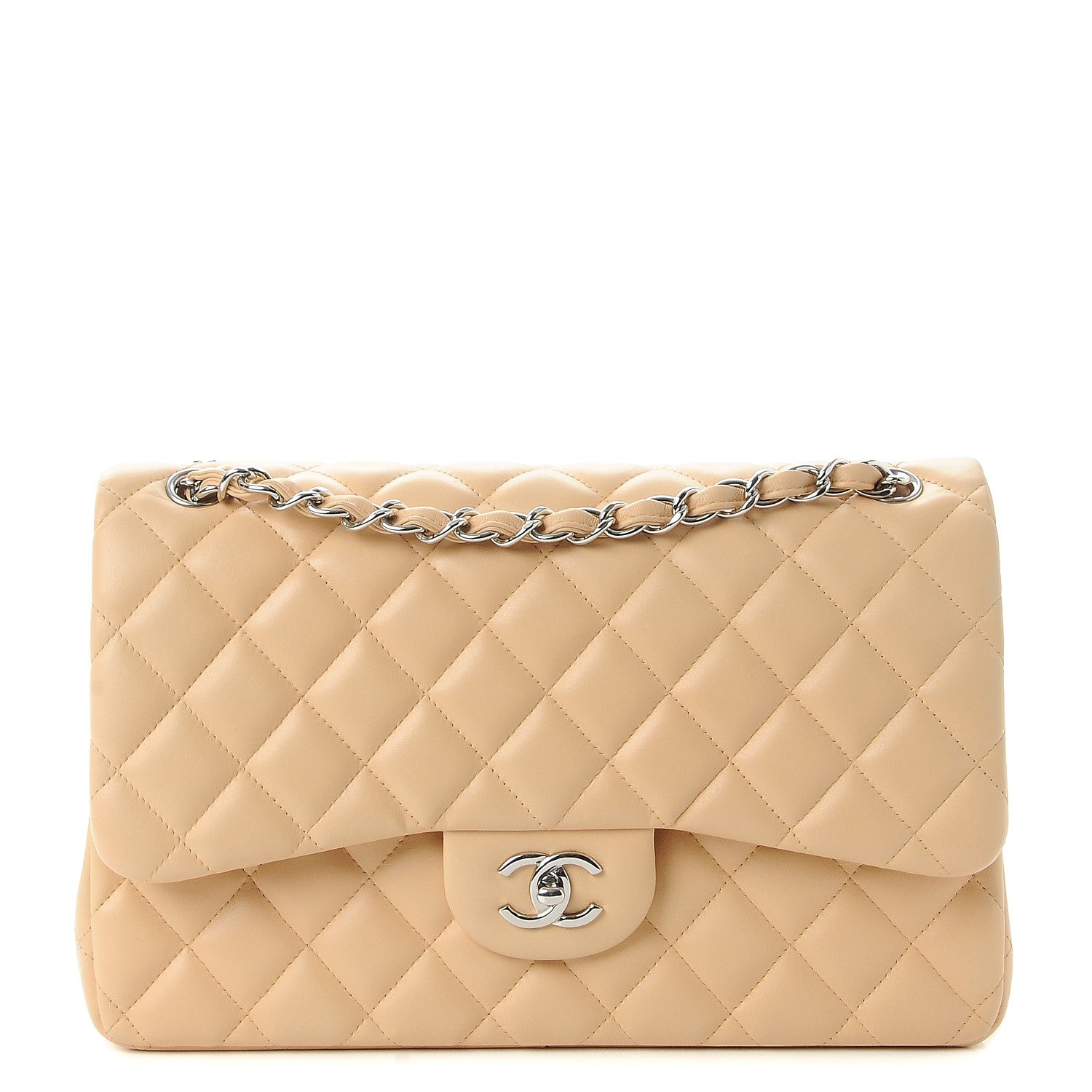 Chanel Lambskin Quilted Jumbo Double Flap Beige 1 of 8