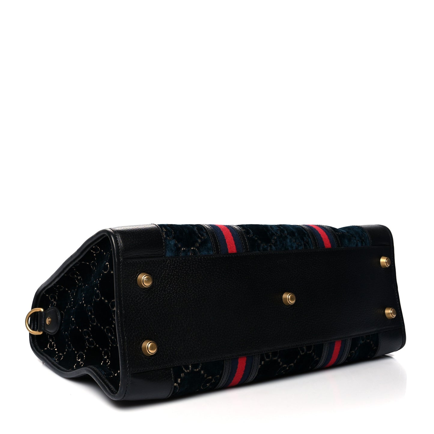 Velvet GG Monogram Textured Calfskin Web Medium Duffle Bag Blue Beige Black