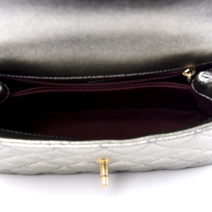 Chanel Metallic Caviar Quilted Mini Coco Handle Flap Silver 4 of 8