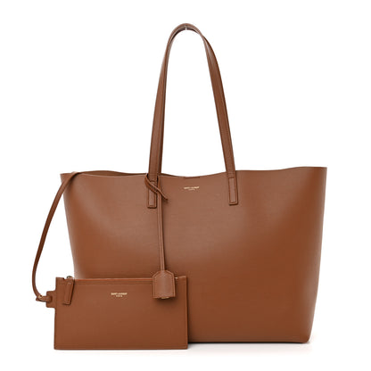 Saint Laurent Calfskin Large Shopping Tote Dark Tan 1 of 12