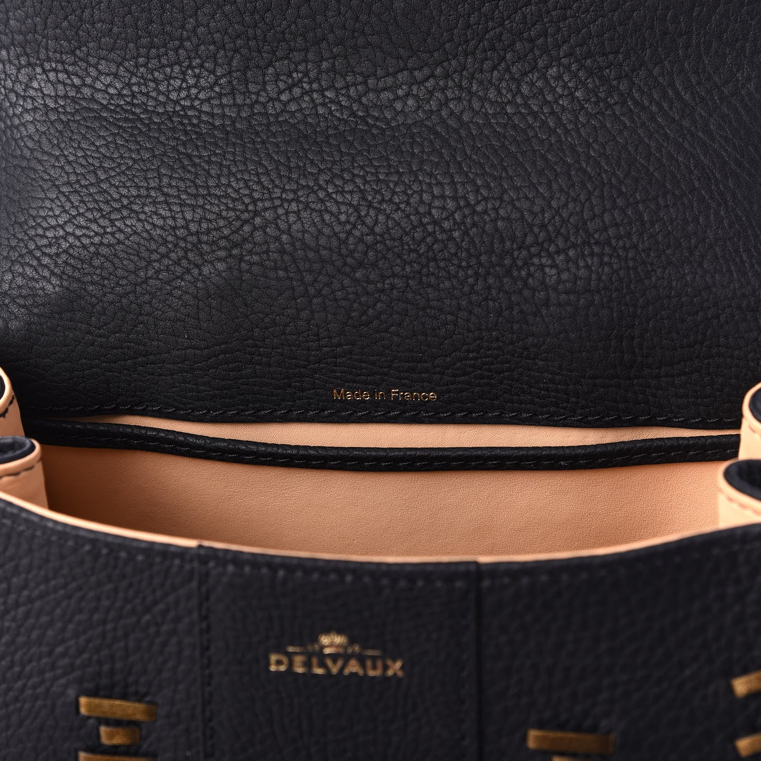 Delvaux Crispy Calfskin Tribal Stitch Mini Brillant Satchel Black Bronze 8 of 9