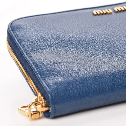 Miu Miu Goatskin Madras Zip Around Wallet Aviazione 5 of 9