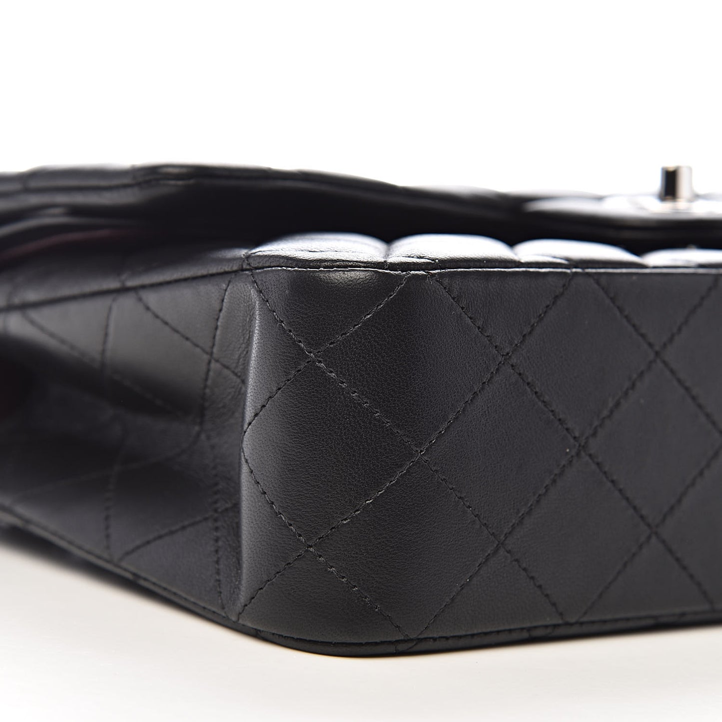 Lambskin Quilted Medium Double Flap Black
