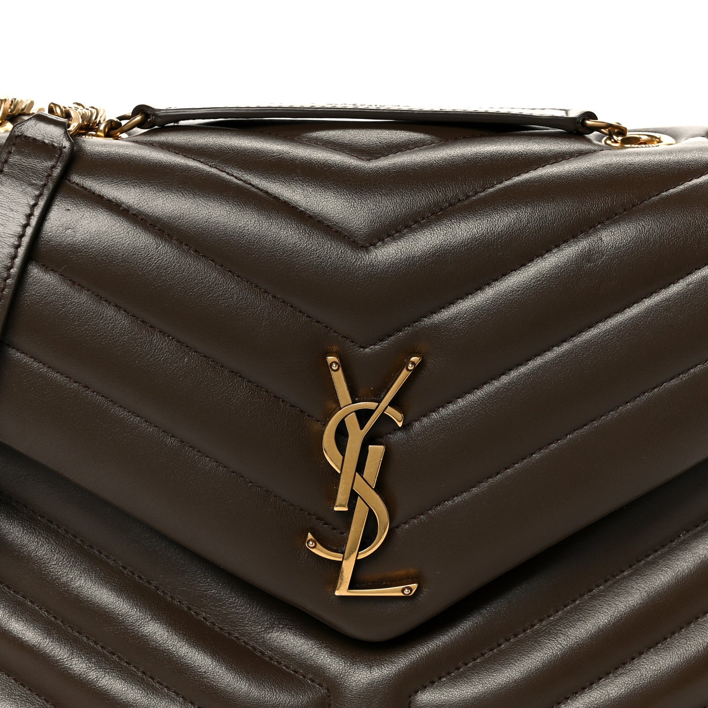 Calfskin Y Quilted Monogram Medium Loulou Chain Satchel Soil Brown
