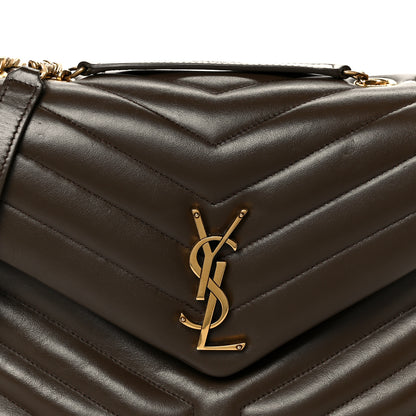 Saint Laurent Calfskin Y Quilted Monogram Medium Loulou Chain Satchel Soil Brown 9 of 11