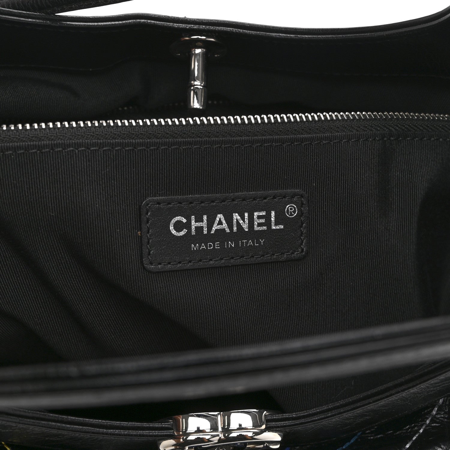 Chanel Glazed Calfskin Chevron Stitched Large 31 Shopping Bag Black Multicolor 6 of 10
