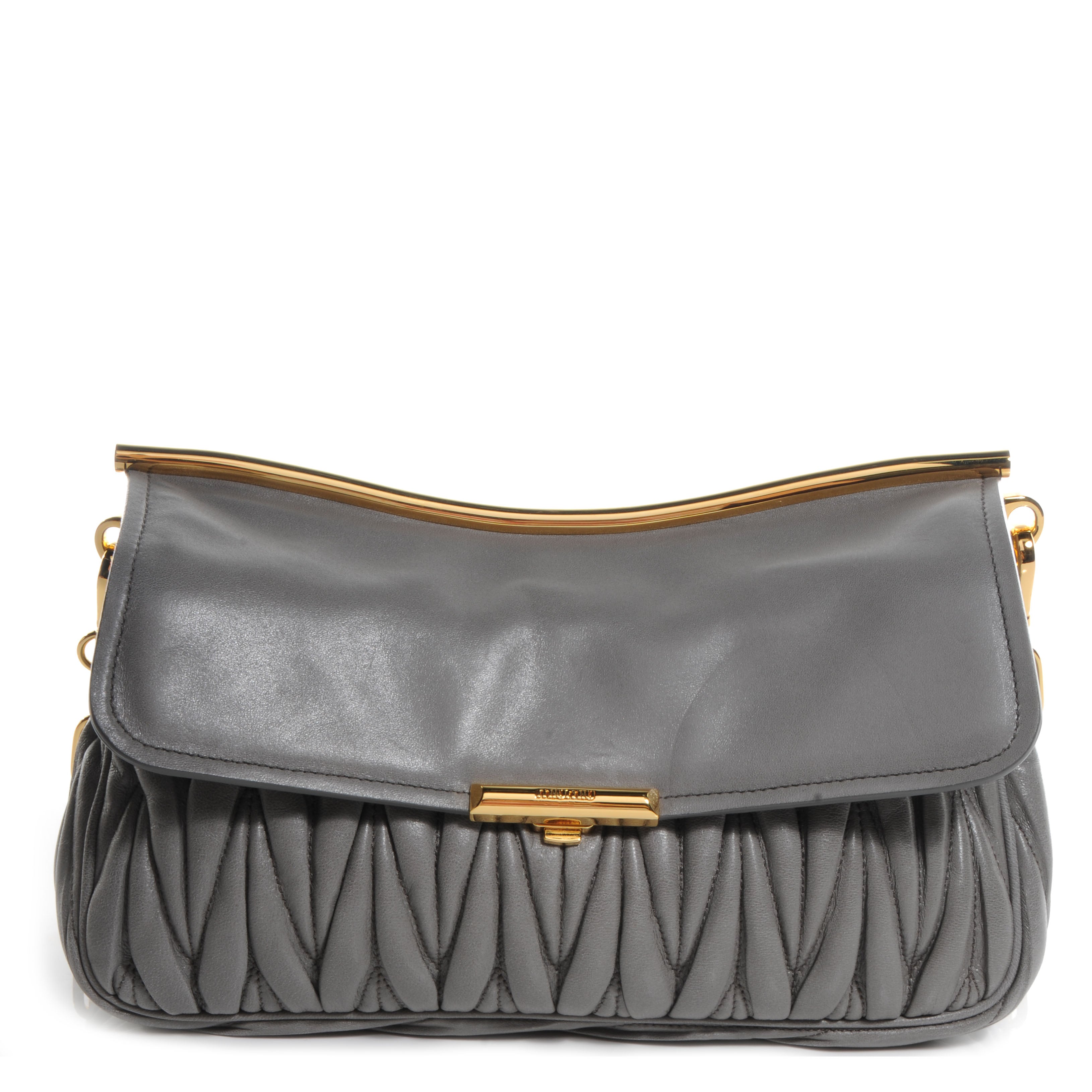 Miu Miu Leather Matelasse Frame Bag Grey 61619 – FASHIONPHILE