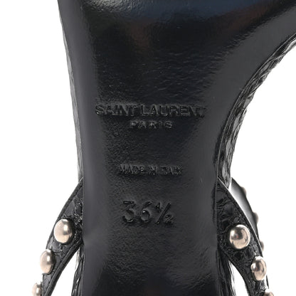 Saint Laurent Ayers Snakeskin Pearl Embellished Kiki 55 Sandals 36.5 Black 7 of 9