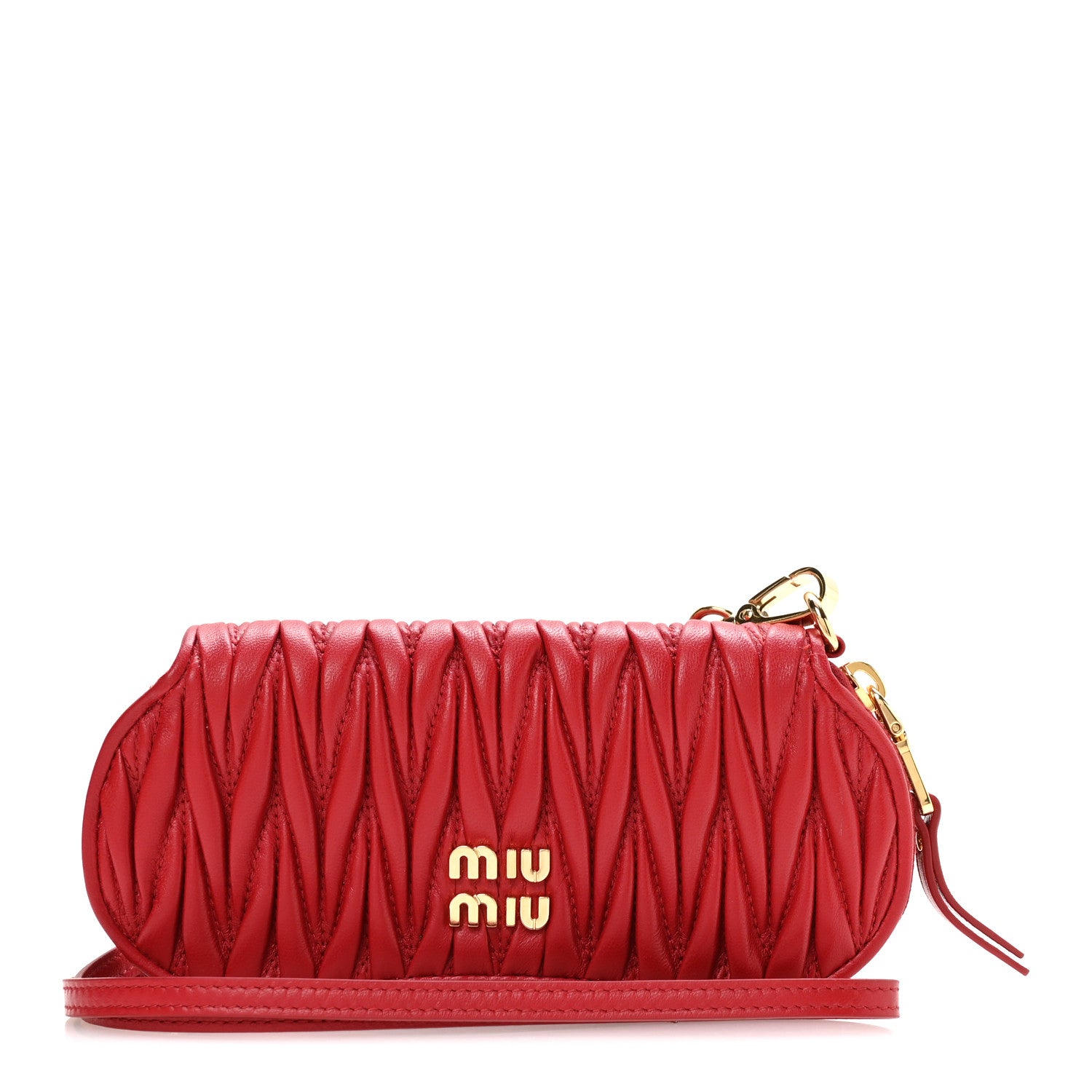 Miu Miu Nappa Matelasse Clutch With Strap Red 1 of 9