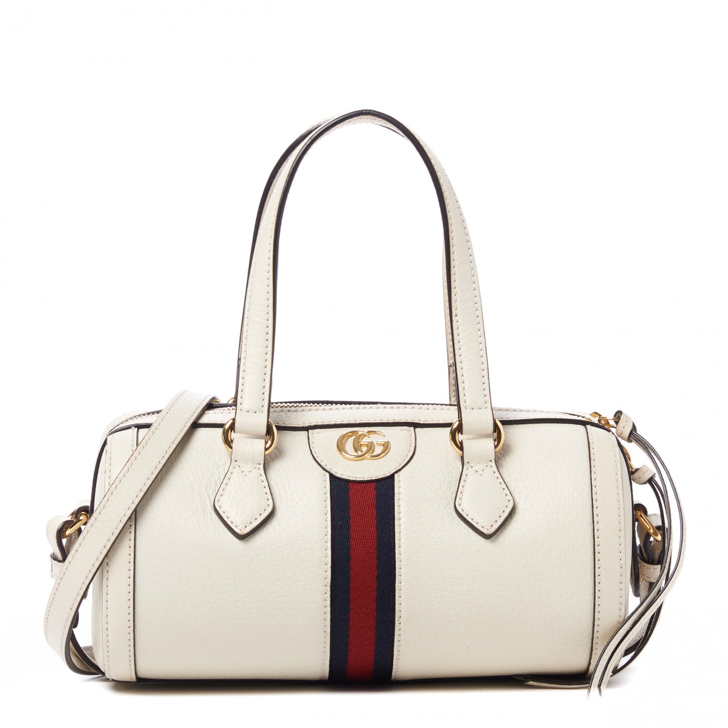 Textured Calfskin Ophidia Boston Bag Mystic White