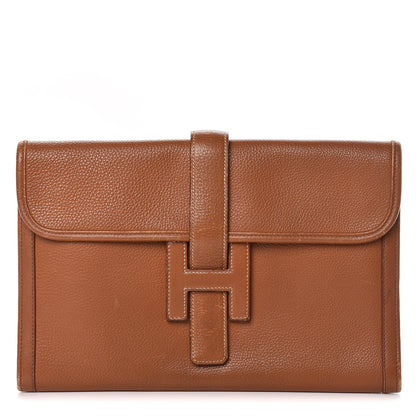 Hermes Taurillon Clemence Jige PM Clutch Gold 1 of 19