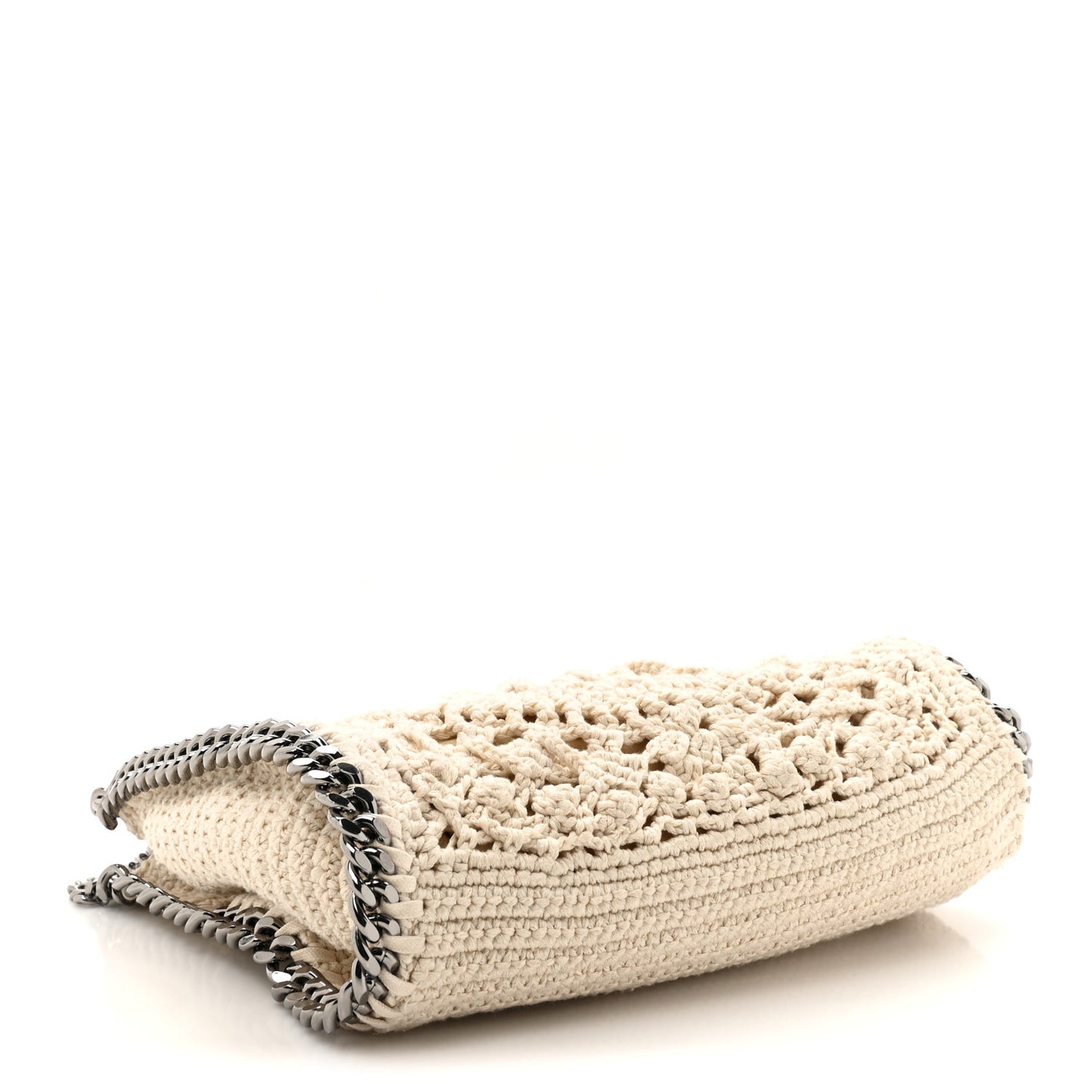 Cotton Crochet Falabella Ajouree Tote Bag White