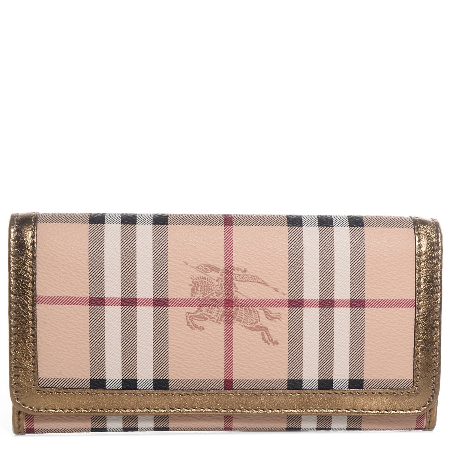 Burberry Haymarket Check Penrose Continental Wallet Gold 1 of 8