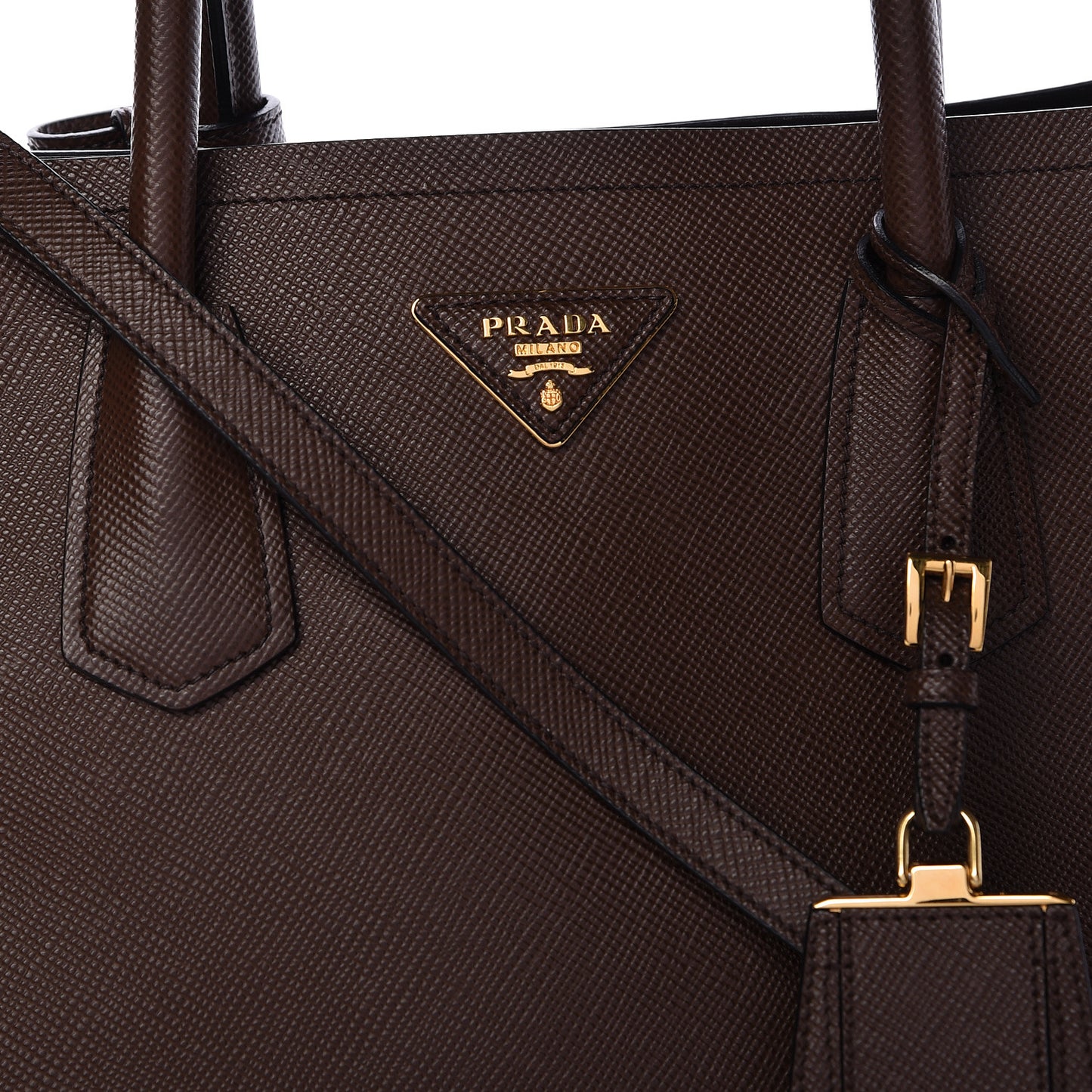 Saffiano Cuir Large Double Bag Cacao