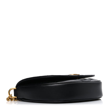 Gucci Calfskin Matelasse Mini GG Marmont Chain Half Moon Crossbody Bag Black 3 of 9