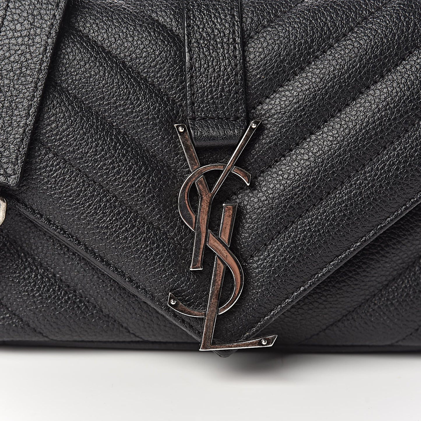 Grained Calfskin Matelasse Chevron Classic Monogram Baby Chain Bag Black