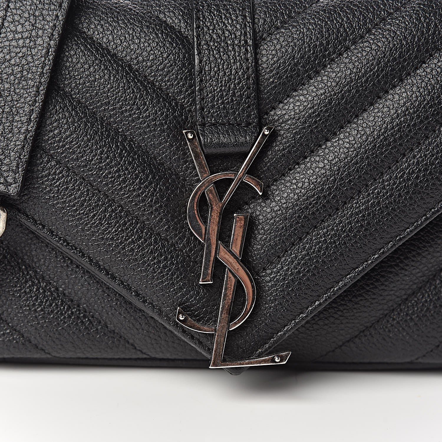 Saint Laurent Grained Calfskin Matelasse Chevron Classic Monogram Baby Chain Bag Black 7 of 9