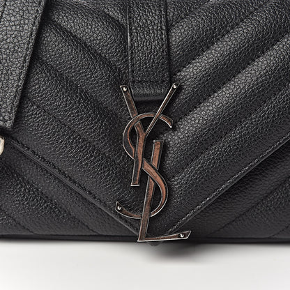 Saint Laurent Grained Calfskin Matelasse Chevron Classic Monogram Baby Chain Bag Black 7 of 9