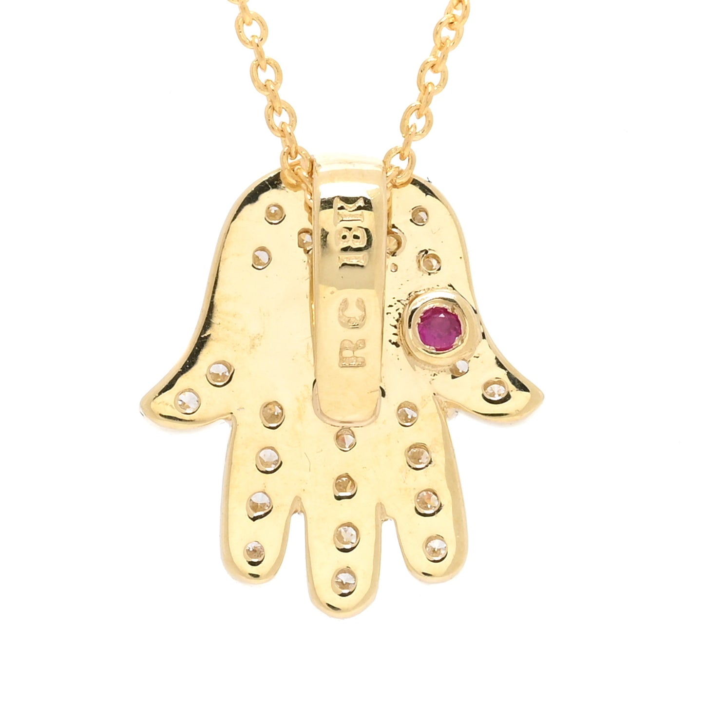 18K Yellow Gold Diamond Tiny Treasures Hamsa Pendant Necklace