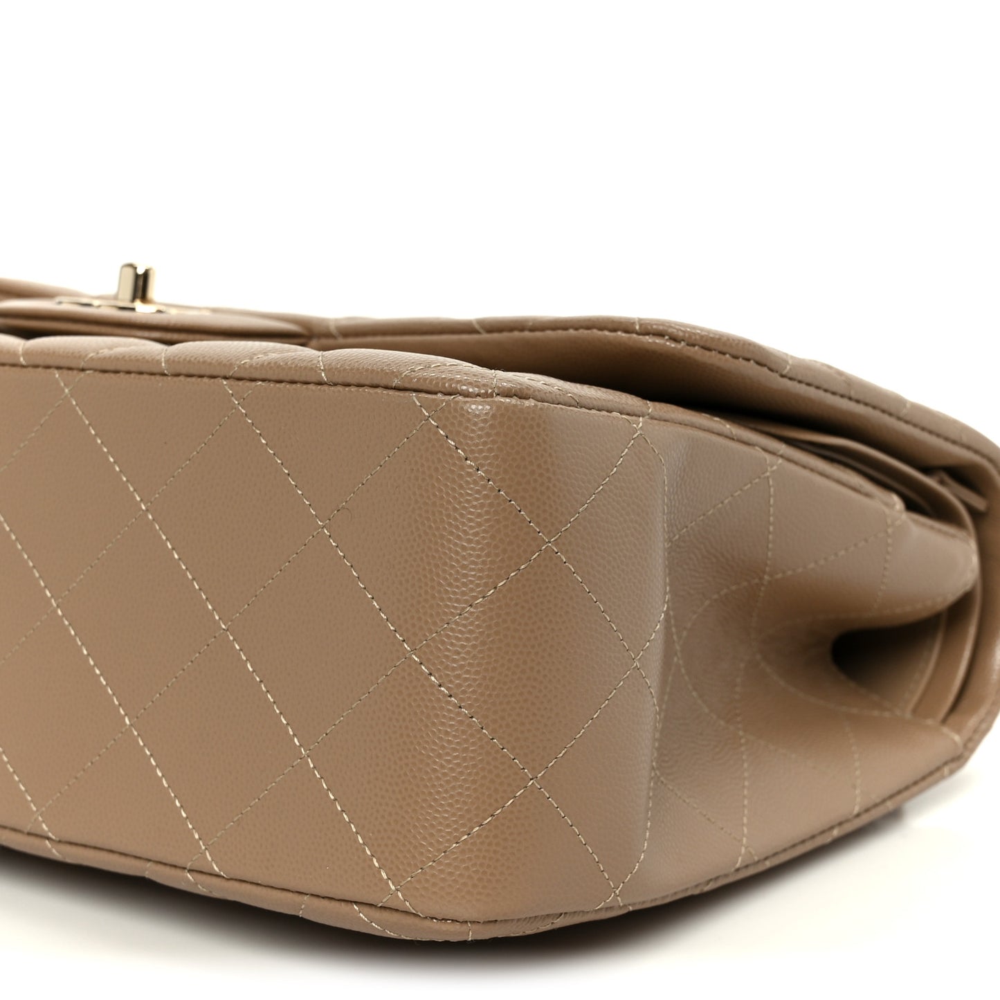 Caviar Quilted Jumbo Double Flap Dark Beige