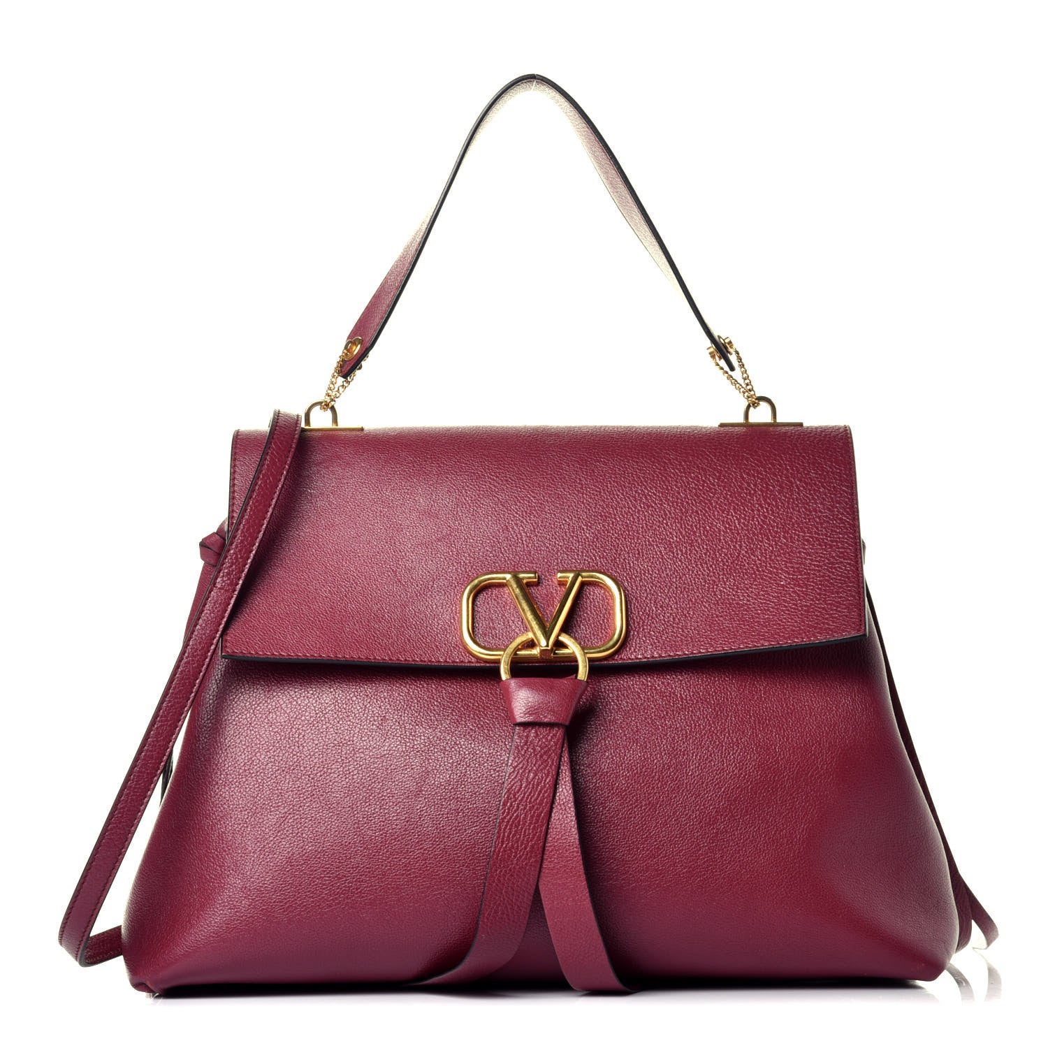 Valentino Garavani Grainy Calfskin VRing Shoulder Bag Cerise 1 of 9