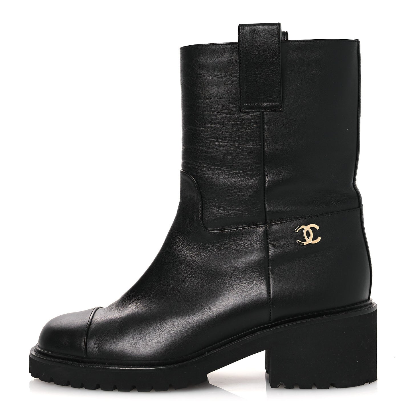 Calfskin CC Ankle Boots 37.5 Black