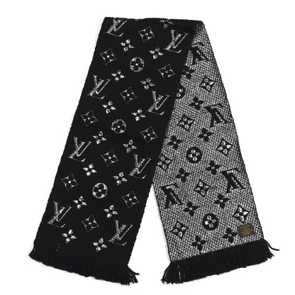 Louis Vuitton Wool Silk Logomania Shine Scarf Black 2 of 3