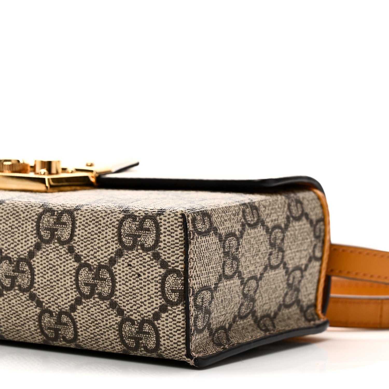Gucci GG Supreme Monogram New Sakai Calfskin Mini Padlock Top Handle Shoulder Bag Beige Ebony Mystic White Sun Oil 8 of 9