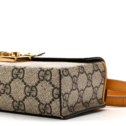Gucci GG Supreme Monogram New Sakai Calfskin Mini Padlock Top Handle Shoulder Bag Beige Ebony Mystic White Sun Oil 8 of 9