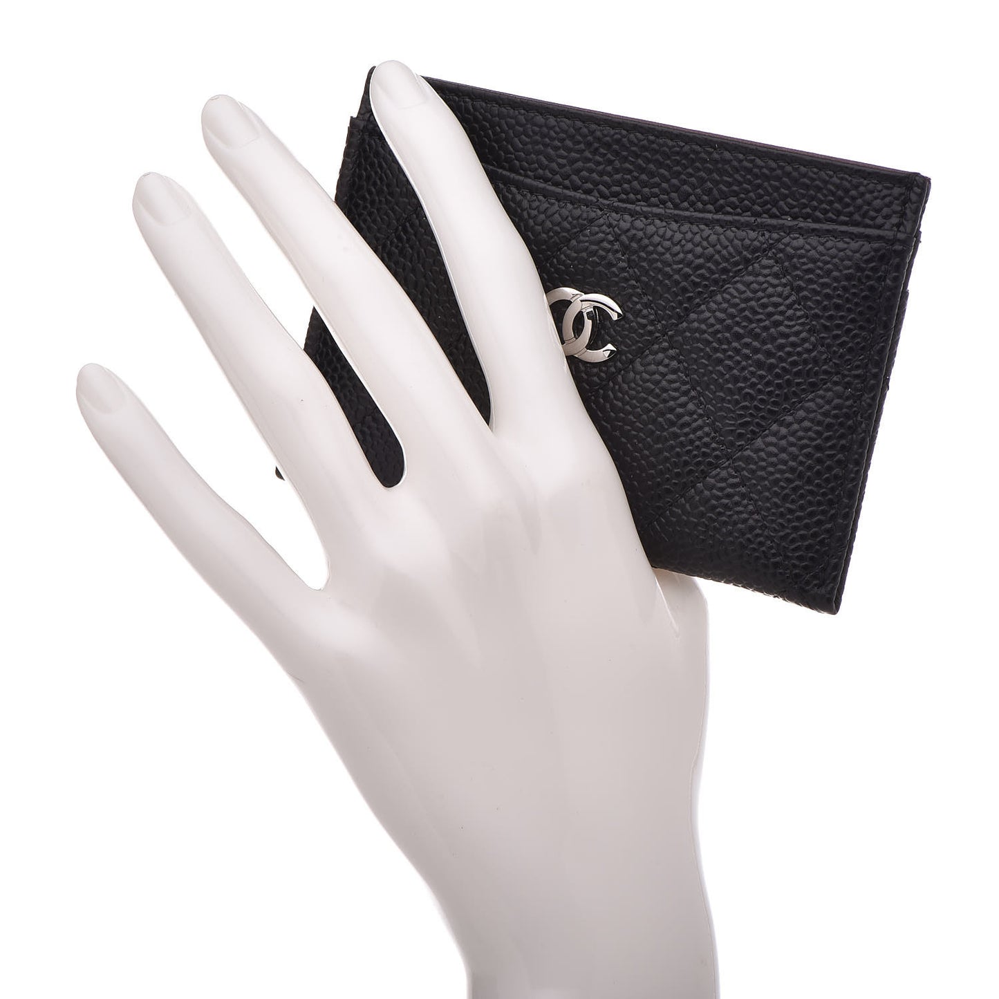 Caviar Quilted Card Holder Black