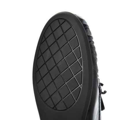 Chanel Crackled Patent Calfskin CC Mocassin Loafers 38 Black 9 of 14