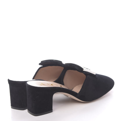 Gucci Velvet Crystal Square G Madelyn Mules 37.5 Black 4 of 10