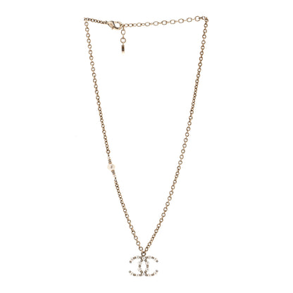 Chanel Crystal Pearl Nefertiti CC Pendant Necklace Gold 3 of 6