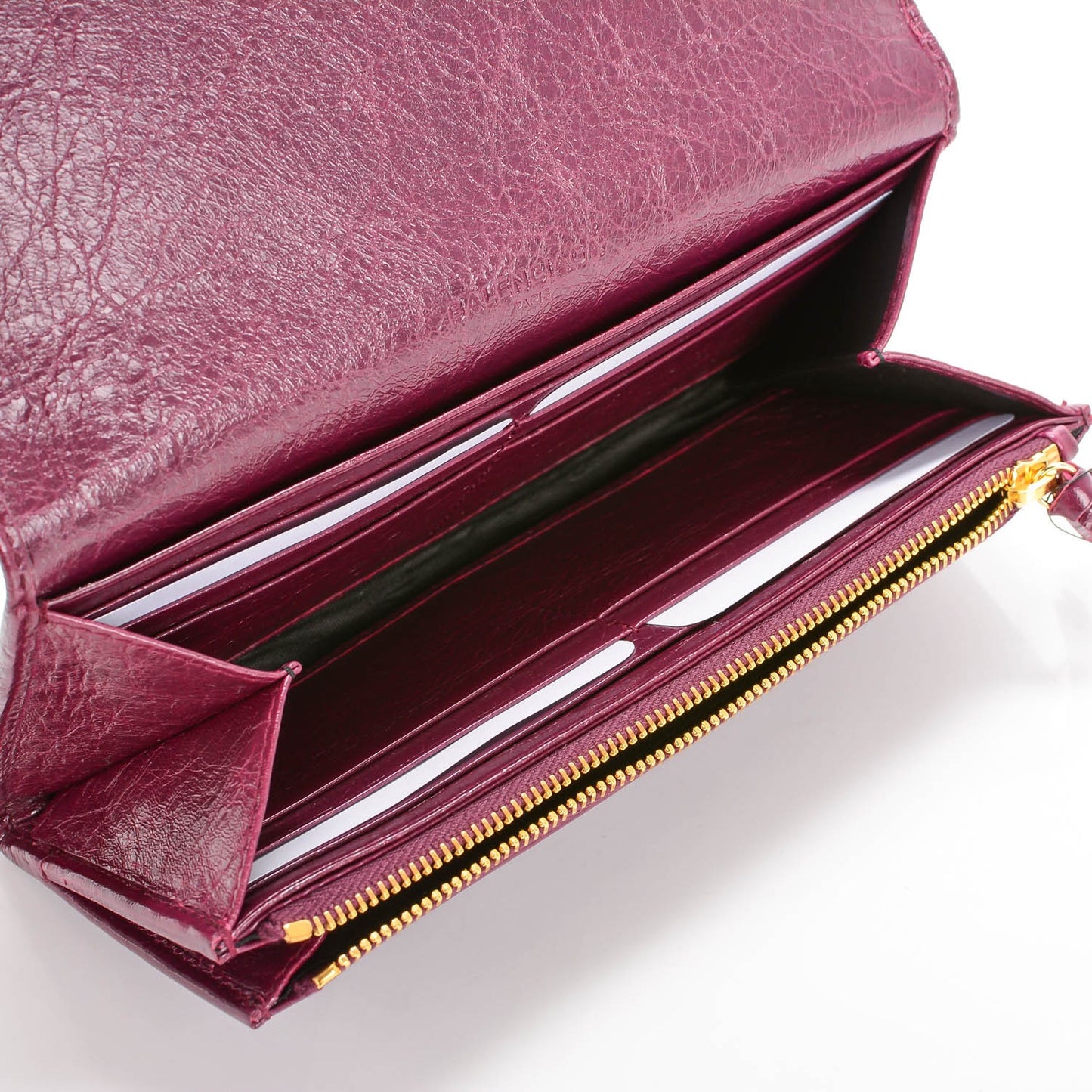 Agneau Classic Hardware Money Wallet Violet Prune