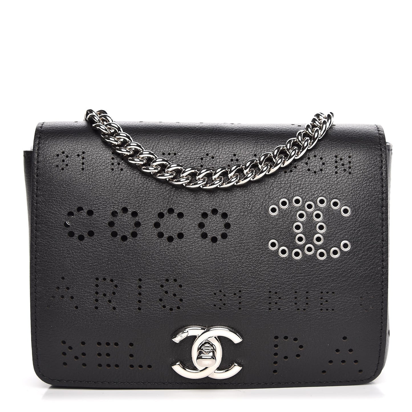 Calfskin Eyelet Messenger Black