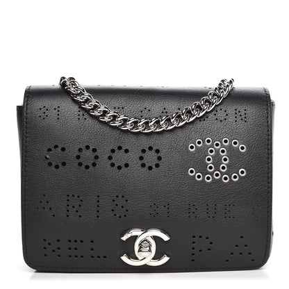 Chanel Calfskin Eyelet Messenger Black 1 of 9